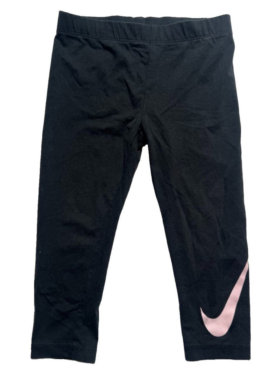 Nike Toddler Girls Black Pink Swoosh Capri Leggings Cropped Pants Size 3T